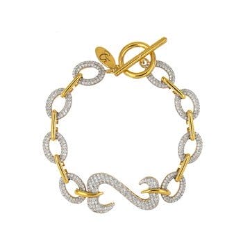 White Cubic Zirconia 14k Yellow Gold Over Sterling Silver Bracelet