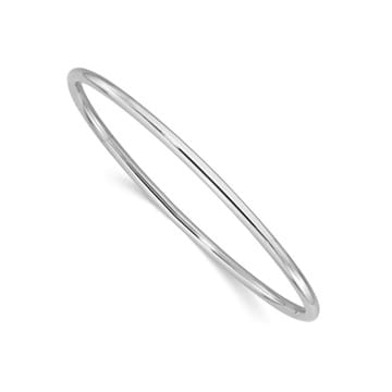 Rhodium Over 14k White Gold 3mm Polished Slip On Bangle