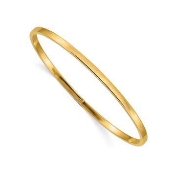 14k Yellow Gold 3mm Polished Square Tube Slip-On Bangle