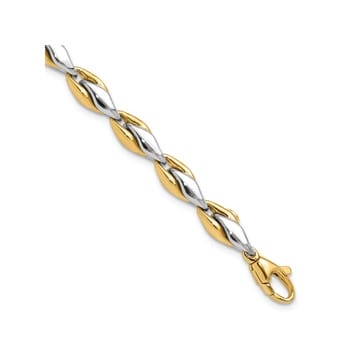 14K Two-tone Gold 5.6mm Polished Fancy Link Bracelet