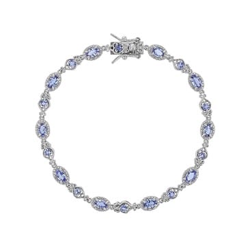 Blue Tanzanite Rhodium Over Sterling Silver Tennis Bracelet 2.86ctw