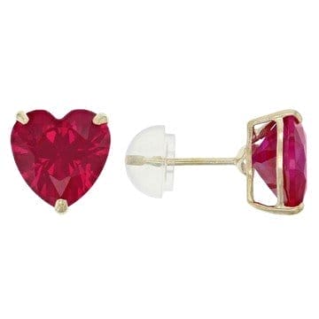 Lab Created Ruby 10k Yellow Gold Earrings 2.11ctw