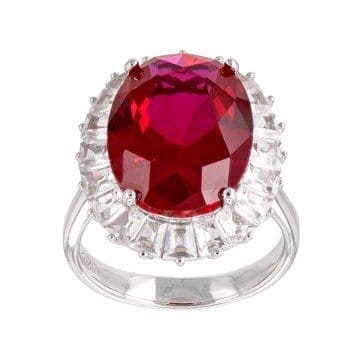 Lab Created Ruby Rhodium Over Sterling Silver Ring 10.00ctw