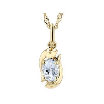 Blue Aquamarine 18k Yellow Gold Over Sterling Silver Pisces Pendant With Chain 0.59ct