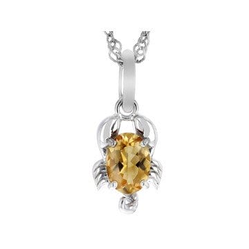 Yellow Citrine Rhodium Over Sterling Silver Scorpio Pendant With Chain .54ct