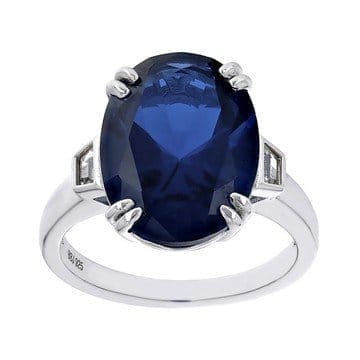 Blue Lab Created Spinel Rhodium Over Silver Ring 9.62ctw