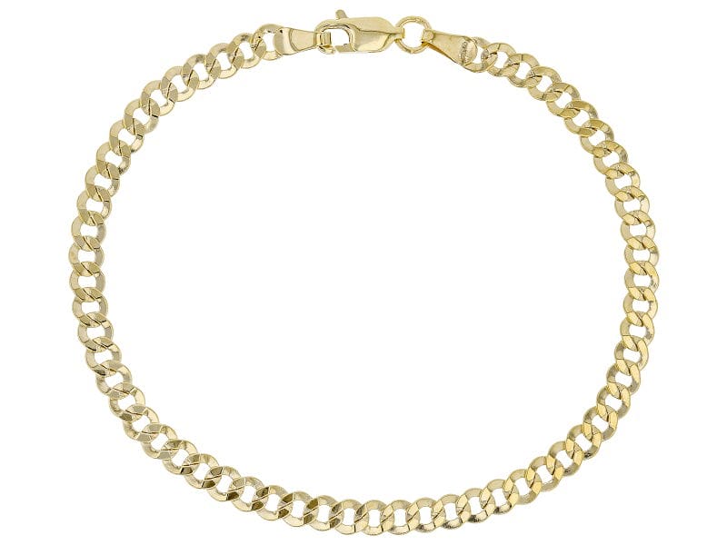 10K Yellow Gold Faceted Curb 8 Inch Bracelet