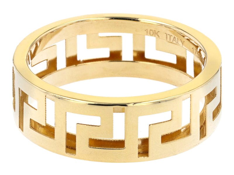 10K Yellow Gold 6.6MM Greek Key Band Ring