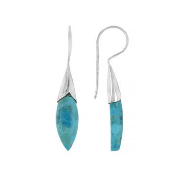 Blue Composite Turquoise Rhodium Over Sterling Silver Earrings