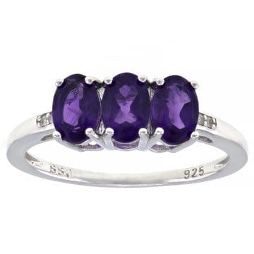 Purple Amethyst Rhodium Over Sterling Silver 3-Stone Ring 1.11ctw