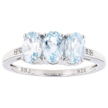 Sky Blue Topaz Rhodium Over Sterling Silver 3-Stone Ring 1.41ctw