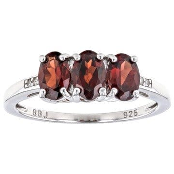 Red Garnet Rhodium Over Sterling Silver 3-Stone Ring 2.48ctw