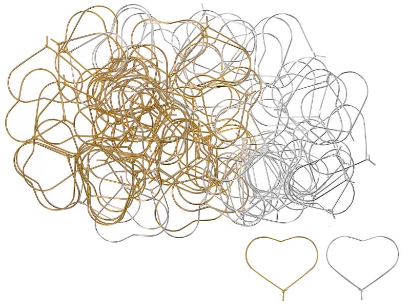 18k Gold Plated & Sterling Silver Plated Brass Heart Shape Ear Wire Hoop appx 100 Pieces Total