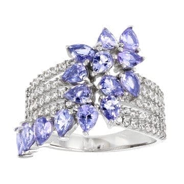 Blue Tanzanite Rhodium Over Sterling Silver Ring 2.61ctw