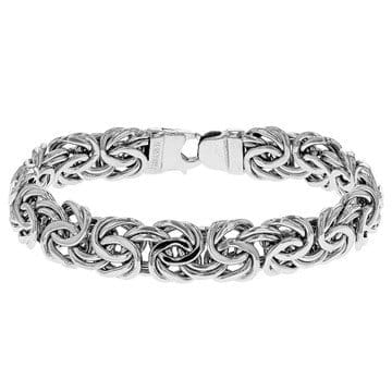 Rhodium Over Sterling Silver Byzantine Chain Bracelet