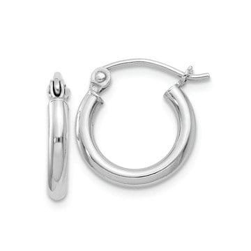 Sterling Silver Rhodium-plated 2mm Round Hoop Earrings