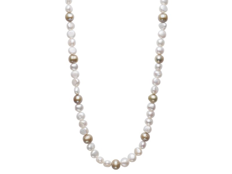 White And Pistachio Cultured Freshwater Pearl 32" Endless Strand Necklace