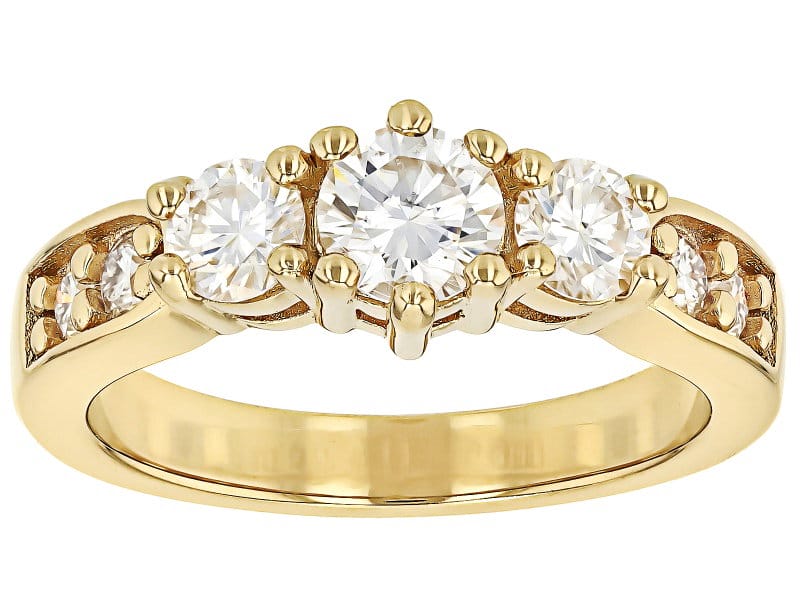 Moissanite 14k Yellow Gold Over Silver Ring 1.20ctw DEW.