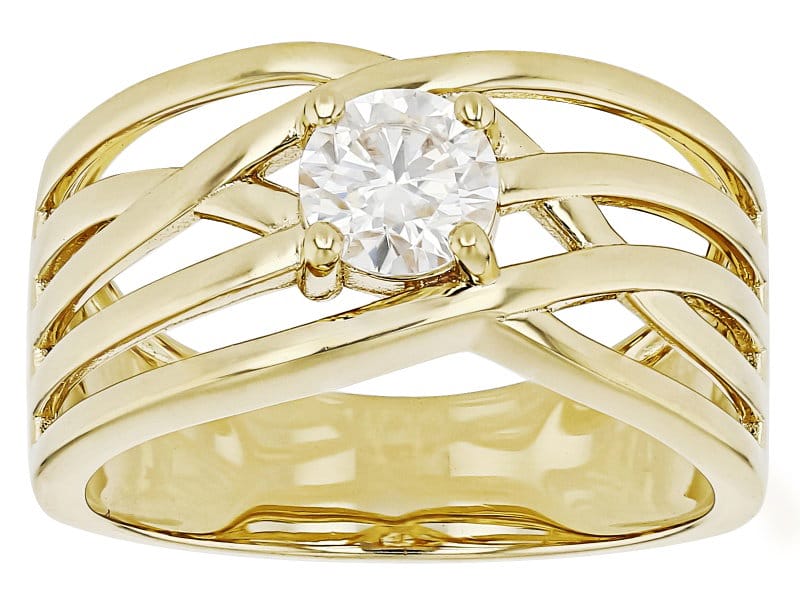 Moissanite 14k Yellow Gold Over Sterling Silver Ring .60ctw DEW