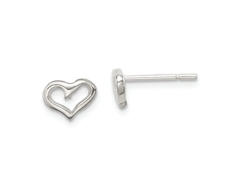 Sterling Silver Polished Open Heart Children's Post Earrings