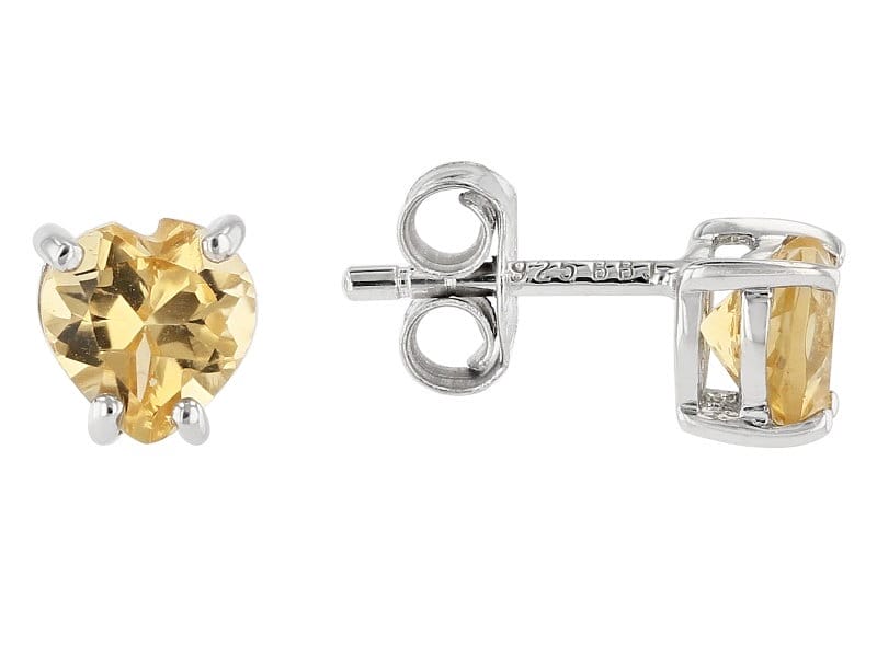 Yellow Citrine Rhodium Over Sterling Silver Childrens Birthstone Stud Earrings .68ctw