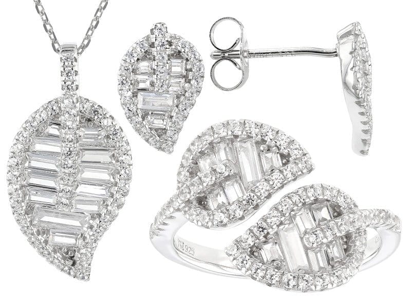 White Cubic Zirconia Rhodium Over Sterling Silver Jewelry Set 3.68ctw