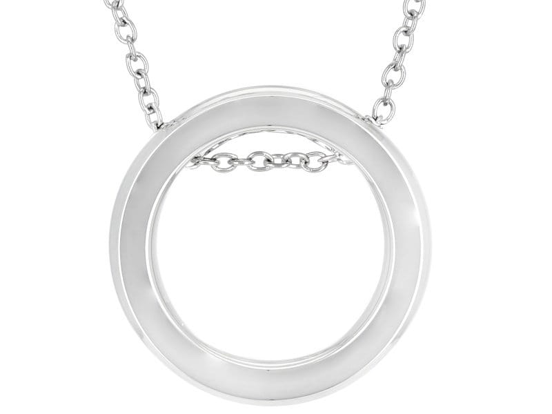 Stainless Steel Sliding Circle 16 Inch Necklace With 2 Inch Extender