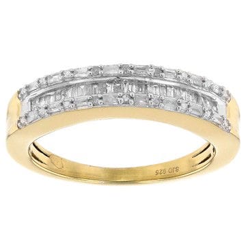 White Diamond 14k Yellow Gold Over Sterling Silver Band Ring 0.25ctw