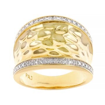 White Diamond Accent 14k Yellow Gold Over Brass Wide Band Ring