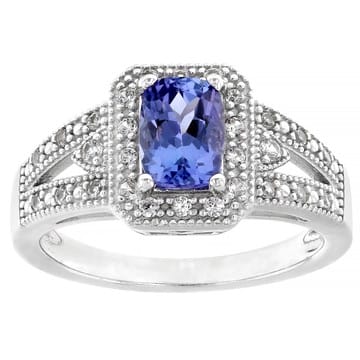 Blue Tanzanite Rhodium Over Sterling Silver Ring 0.97ctw