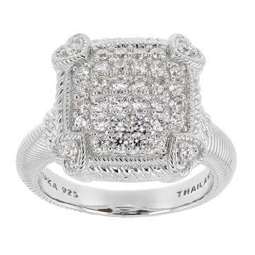 Judith Ripka Cubic Zirconia Rhodium Over Sterling Silver Pave Olivia Ring 1.28ctw