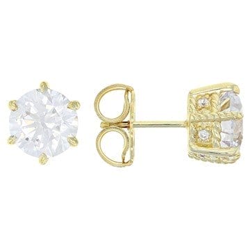 Judith Ripka Cubic Zirconia 14k Gold Clad Haute Collection Stud Earrings