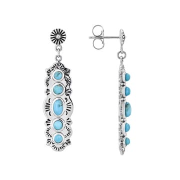 Blue Turquoise Sterling Silver Dangle Earrings