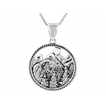 Oxidized Sterling Silver Mountain Pendant With Chain