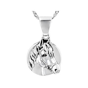 Oxidized Sterling Silver Horse Pendant With Chain