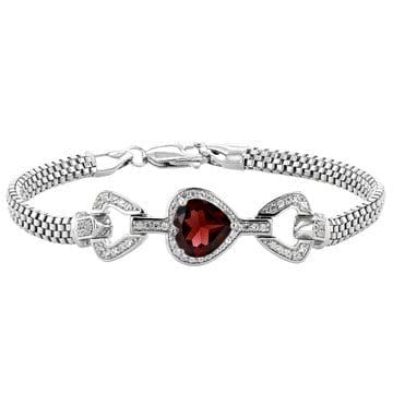 Red Garnet Rhodium Over Silver Bracelet 3.80ctw