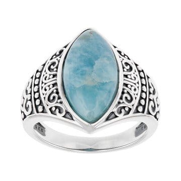 Blue Larimar Sterling Silver Solitaire Ring