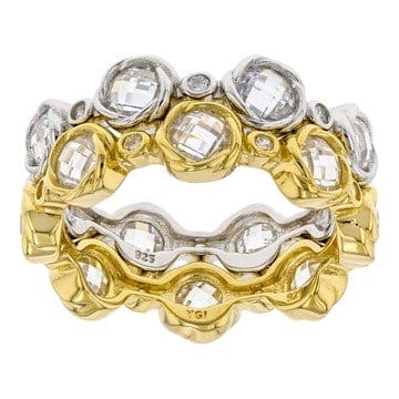 White Cubic Zirconia Rhodium And 18k Yellow Gold Over Sterling Silver 2 Ring Set 7.25ctw