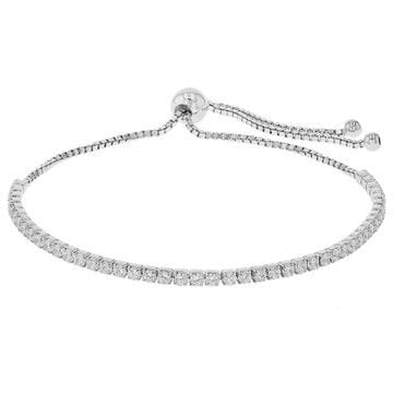 White Topaz Platinum Over Sterling Silver Bolo Bracelet 2.60ctw