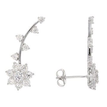 White Cubic Zirconia Rhodium Over Sterling Silver Climber Earrings 2.71ctw