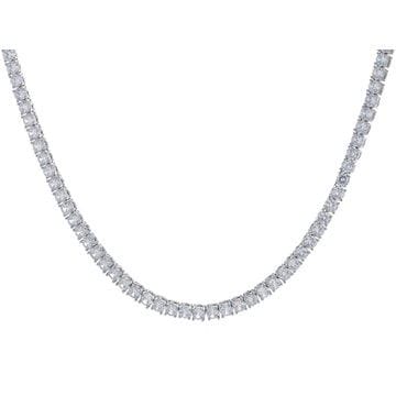 White Cubic Zirconia Silver Tone Brass Tennis Necklace 45.0ctw