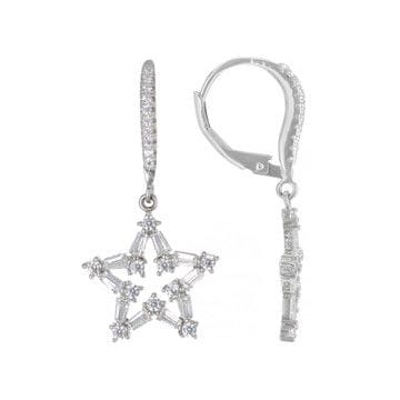 White Cubic Zirconia Rhodium Over Sterling Silver Star Earrings 1.62ctw