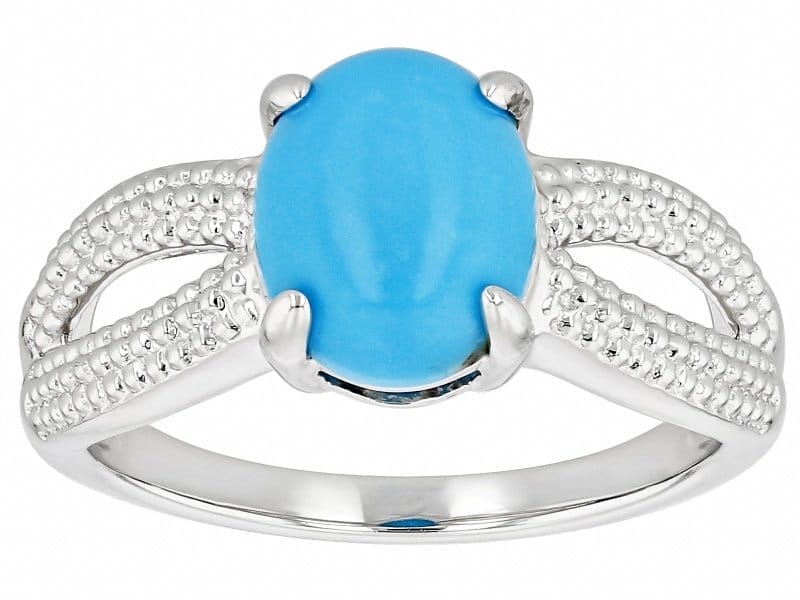 Blue Sleeping Beauty Turquoise Rhodium Over Sterling Silver Ring