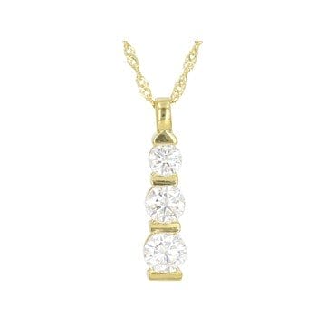 Moissanite 14k Yellow Gold Over Silver 3 stone Pendant 2.30ctw DEW