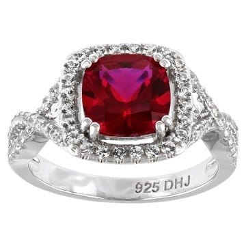 Red Lab Created Ruby Rhodium Over Sterling Silver Ring 2.94ctw