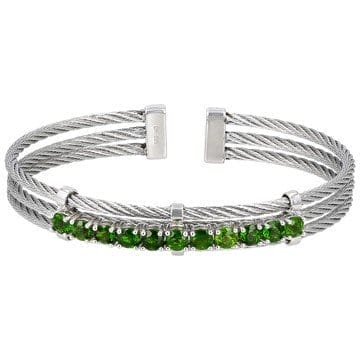 Green Chrome Diopside Rhodium Over Sterling Silver Cuff Bracelet 2.71ctw