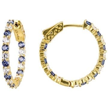 Blue And White Cubic Zirconia 18k Yellow Gold Over Sterling Silver Hoop Earrings 4.58ctw