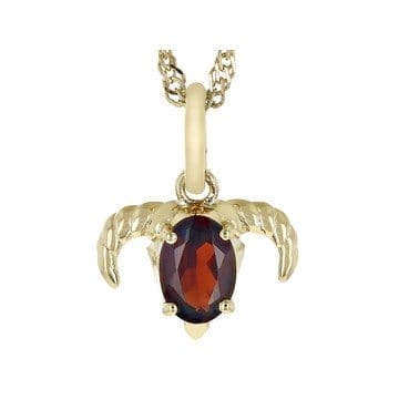 Red Garnet 18k Yellow Gold Over Sterling Silver Capricorn Pendant With Chain 0.81ct