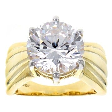 White Cubic Zirconia 18k Yellow Gold Over Silver Ring 11.93ctw