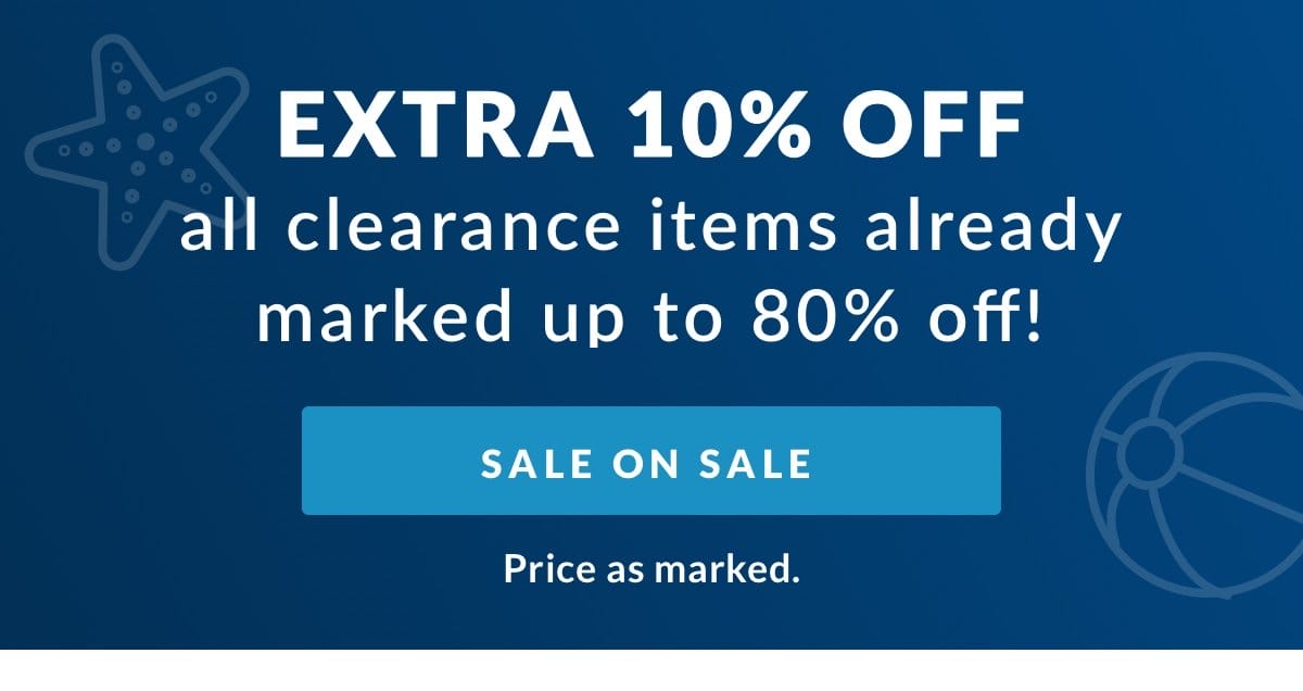 Shop white tag clearance extra 10% off. Price as marked